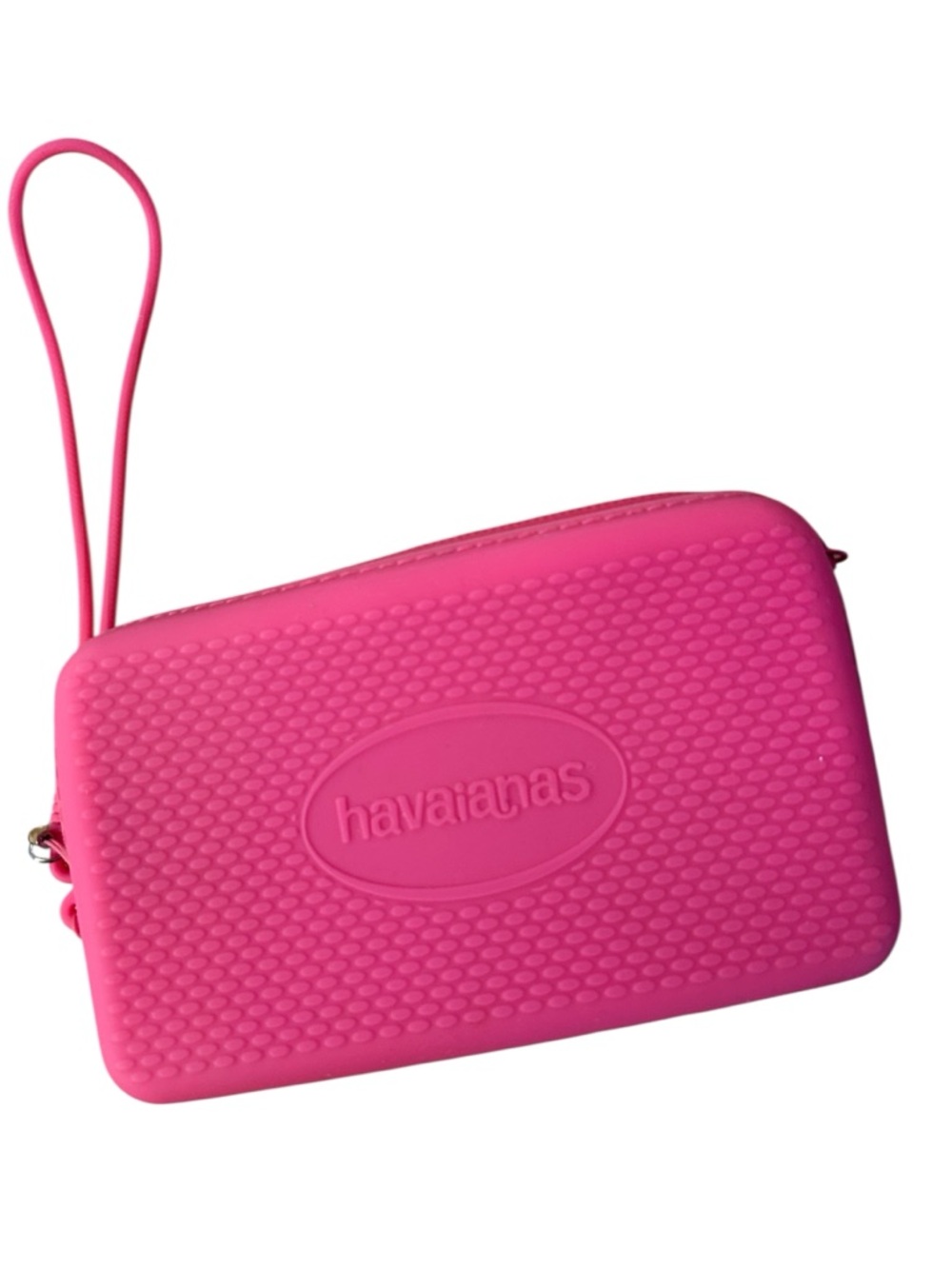 Havaianas Bright Pink Silicone Wristlet Pouch mini bag textured material